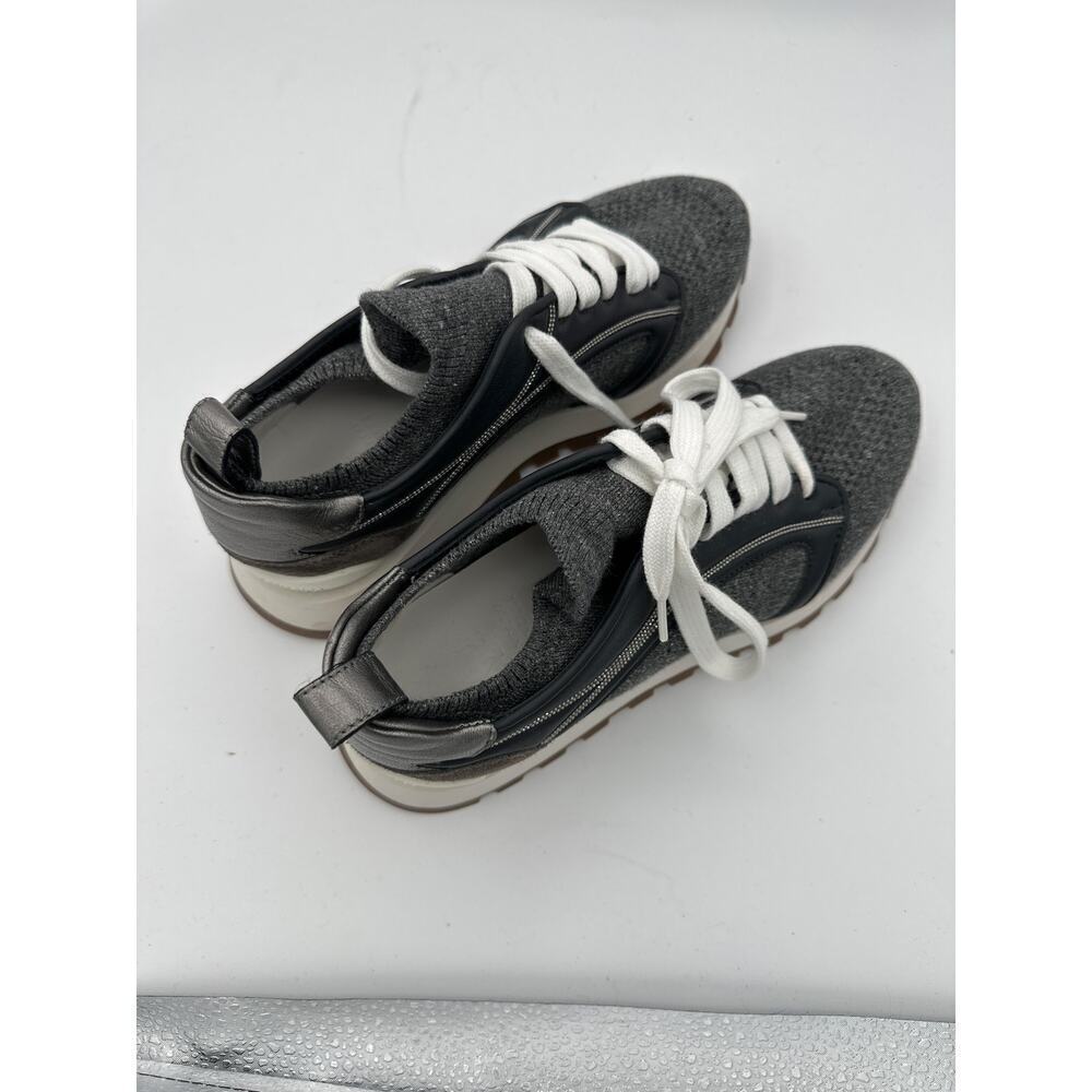 Brunello Cucinelli Dark Gray Runners w/monili and leather detail Size 35